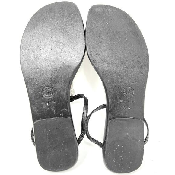 Chanel CC Charm Thong Sandals Black Leather Flats Y2K EU 36.5 / US 6.5 - Picture 8 of 9
